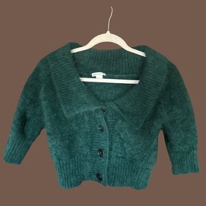 MaxMara Deep Green Button-Front Cropped Cardigan